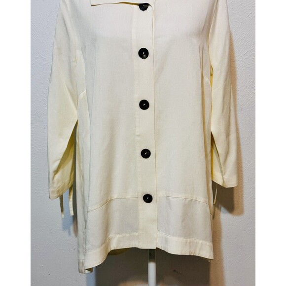 Soft Surroundings Size L Ivory Ruched Sleeve Shacket Oversized Buttons Timeless - Picture 4 of 14